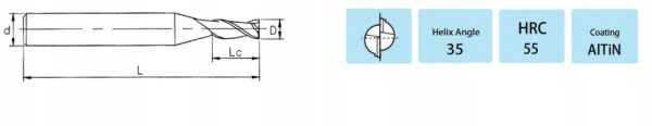 Frez Węglikowy Mikro VHM 0,2 x 0,4 x 4D x 50 mm AlTiN 55 HRC - obrazek 4