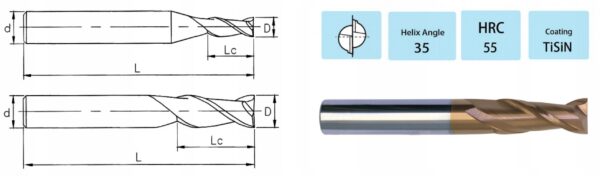 Frez Węglikowy Mikro VHM 0,7 x 1,4 x 4D x 50 mm TiSiN 55 HRC - obrazek 5