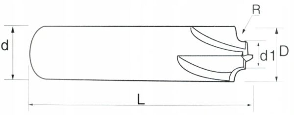 Frez Ćwiartkowy Wklęsły R1 x 1,5 x 3,7 x 4D x 50 mm 45 HRC - obrazek 4