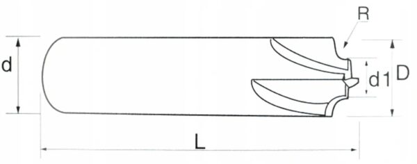 Frez VHM Ćwiartkowy Wklęsły R6 x 2 x 14,2 x 14D x 100 mm TiSiN 45 HRC - obrazek 4