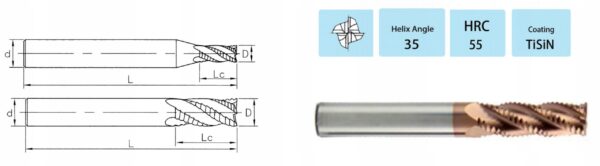 Frez VHM do obróbki zgrubnej pilnik 6 x 15 x 50 mm TiSiN 55 HRC - obrazek 4